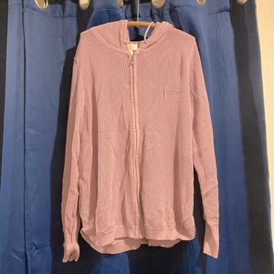 Lilac Sweater Mesh Zip Up Hoodie by Kim Gravel